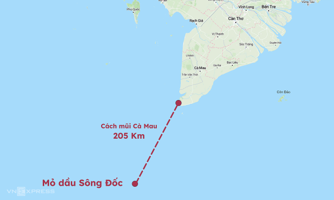Vị trí mỏ Sông Đốc. Đồ hoạ: Hoàng Thanh