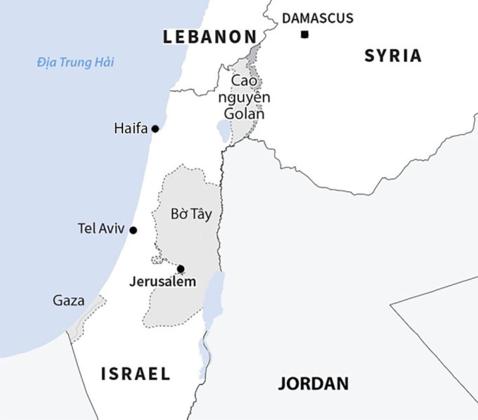 Vị trí Dải Gaza.