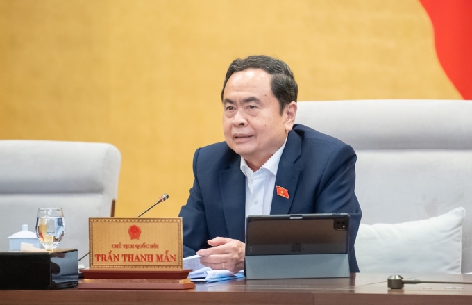 Chủ tịch Quốc hội Trần Thanh Mẫn phát biểu tại phiên họp chiều tối 14/5. Ảnh: Trung tâm báo chí Quốc hội