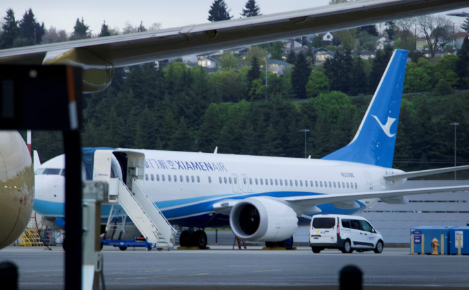 Một chiếc Boeing 737 MAX mới cho hãng hàng không Xiamen Airlines tại sân bay quốc tế King County, Seattle, Washington, Mỹ, ngày 19/4.