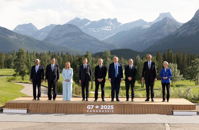 Lãnh đạo các nước G7 và Chủ tịch Hội đồng châu Âu Antonio Costa tới tham dự hội nghị thượng đỉnh ở Alberta, Canada ngày 17/6.