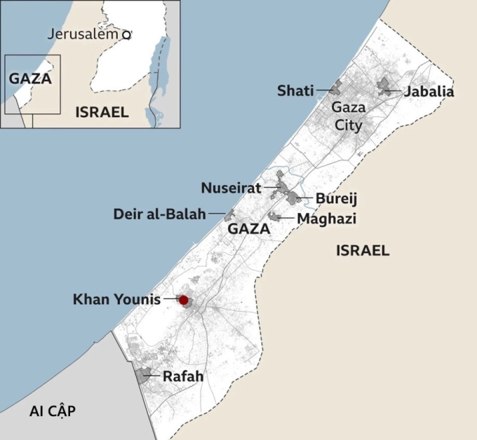 Vị trí Israel và Dải Gaza.