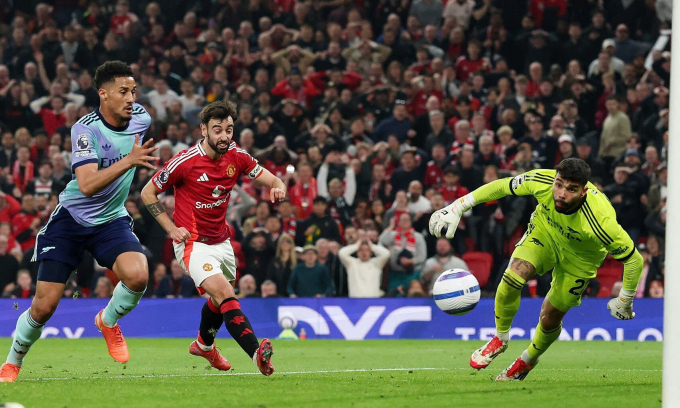Man Utd (áo đỏ) hòa Arsenal trên sân Old Trafford, thành phố Manchester, tại Ngoại hạng Anh ngày 9/3/2025. Ảnh: Reuters